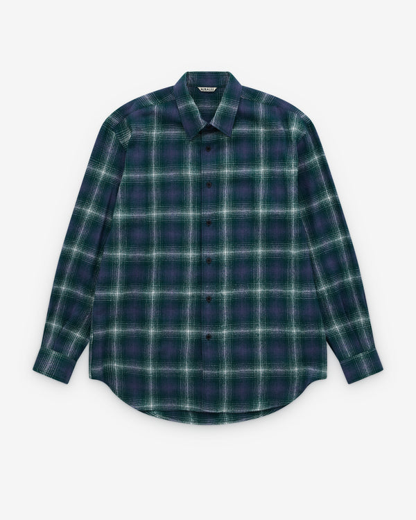 Auralee - Men's Airy Wool Check Shirt - (Green)