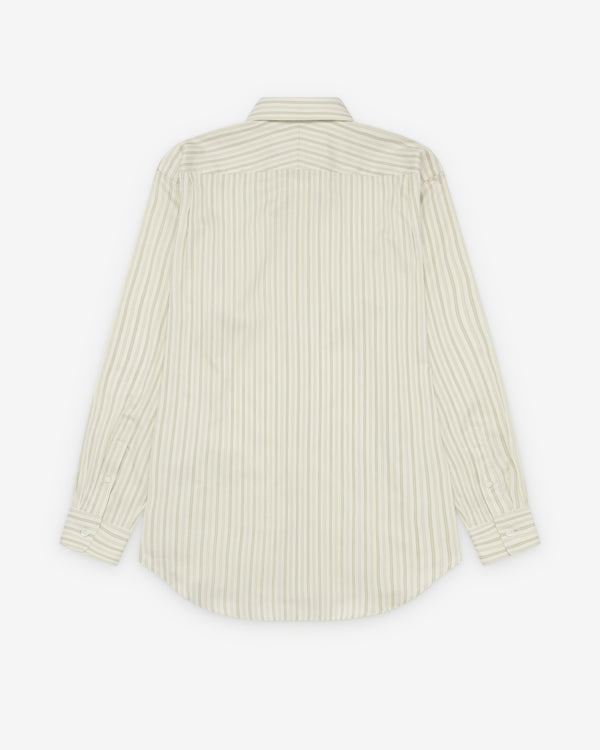 Auralee - Men's Cotton Silk Stripe Shirt - (Ivory Stripe)