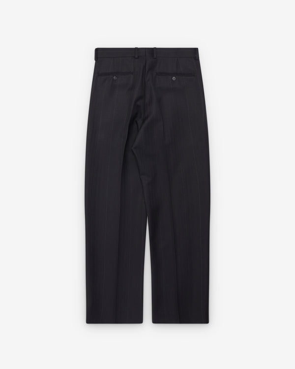 Auralee - Men's Bluefaced Wool Two-Tuck Slacks - (Navy Stripe)