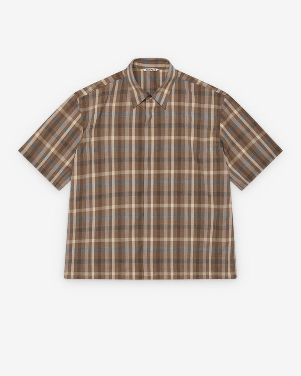 Auralee - Men's Fine Tropical Wool Check Shirt - (Brown)