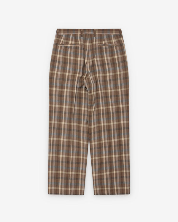 Auralee - Men's Fine Tropical Wool Check Trousers - (Brown)