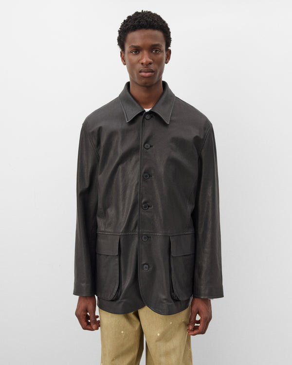Auralee - Men's Textured Lamb Leather Blouson - (Black)