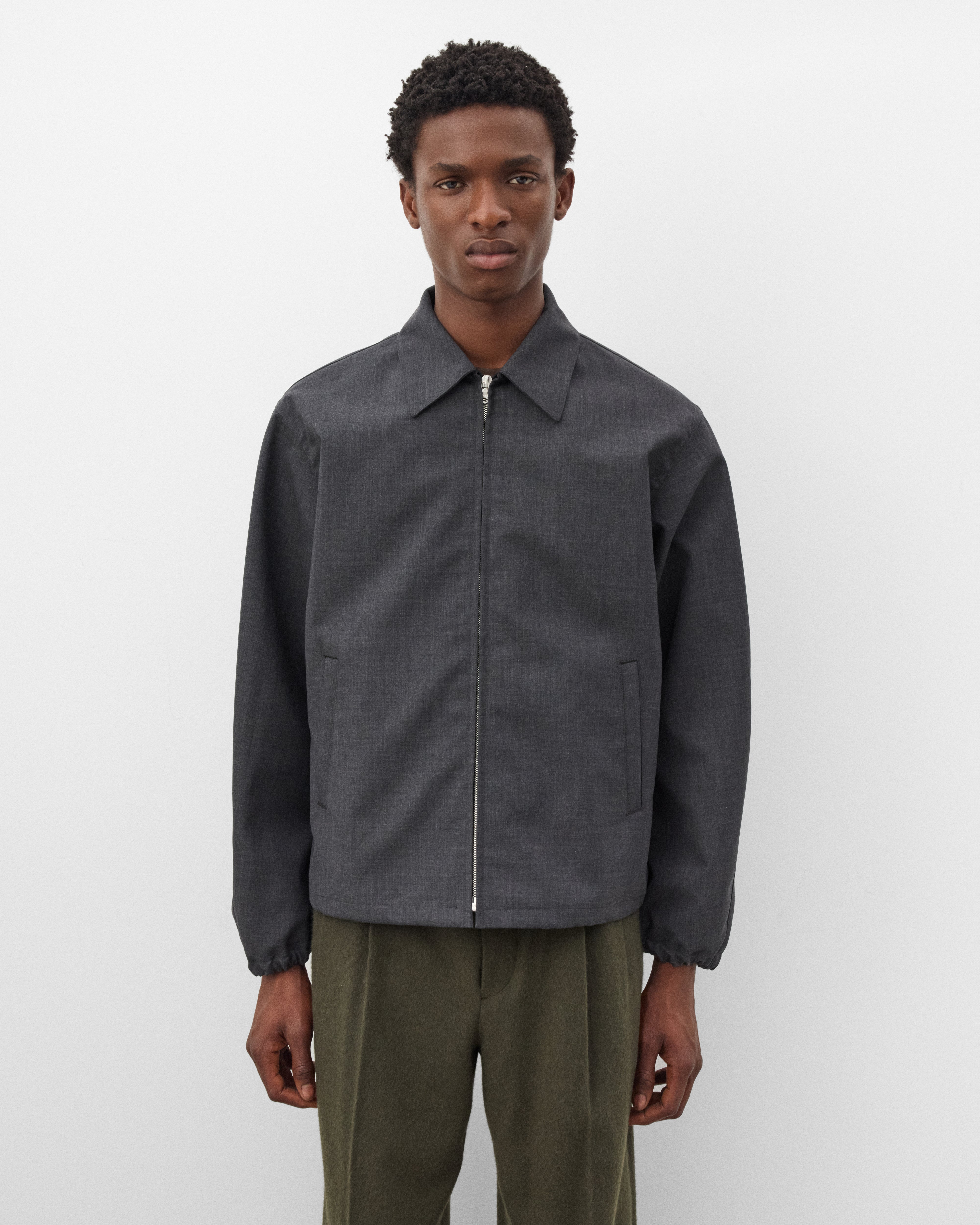 ジャケット・アウター AURALEE BONDED TROPICAL WOOL ZIP BLOUSON Auralee: Men's Bonded Tropical Wool Zip Blouson (Top Charcoal