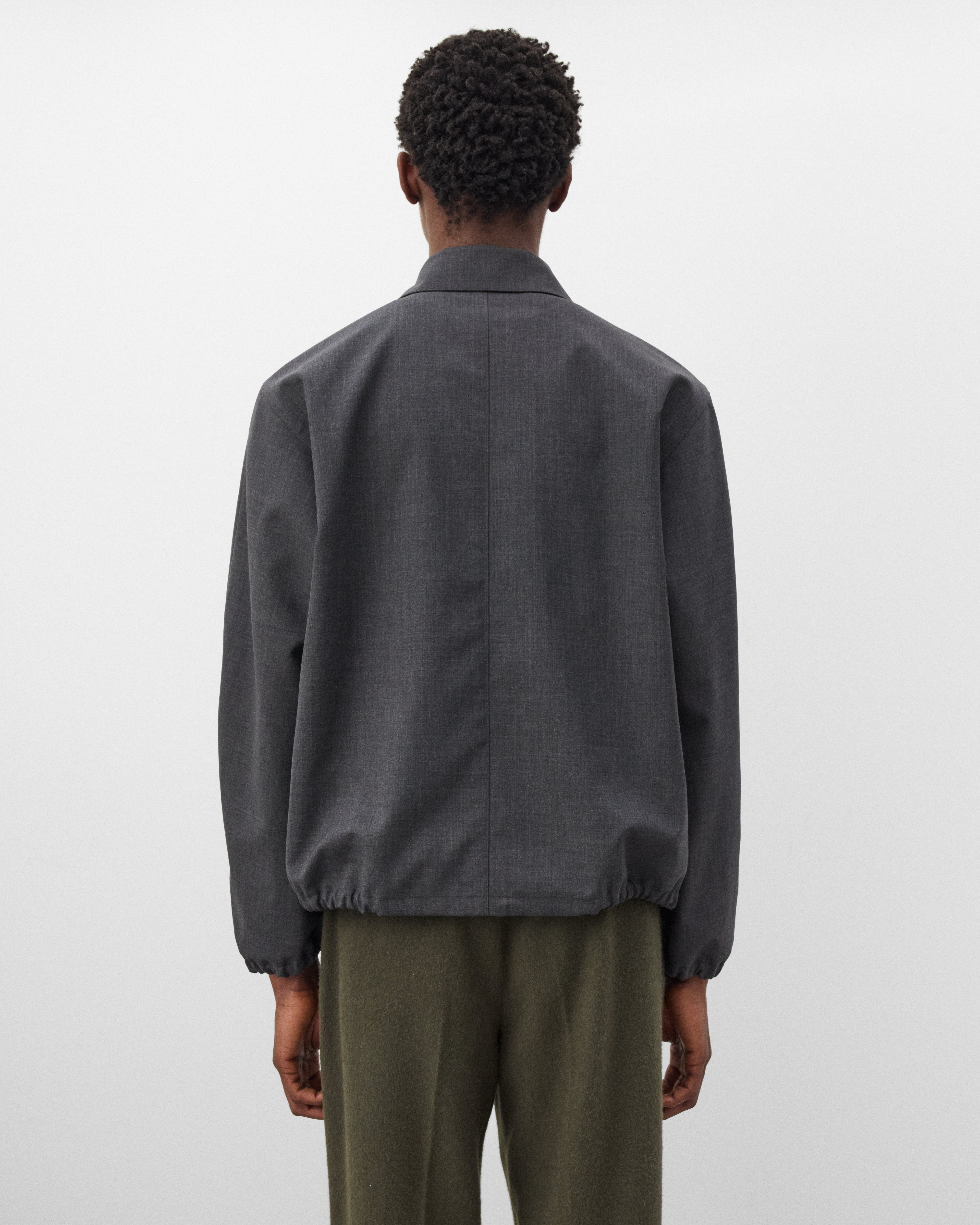 Auralee: Men's Bonded Tropical Wool Zip Blouson (Top Charcoal