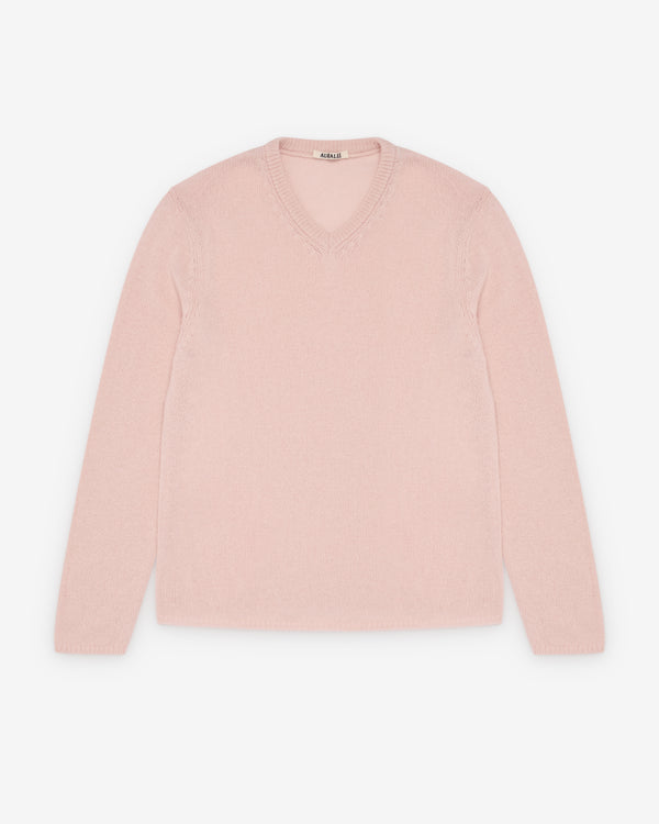 Auralee - Men's Summer Knit V-Neck - (Light Pink)
