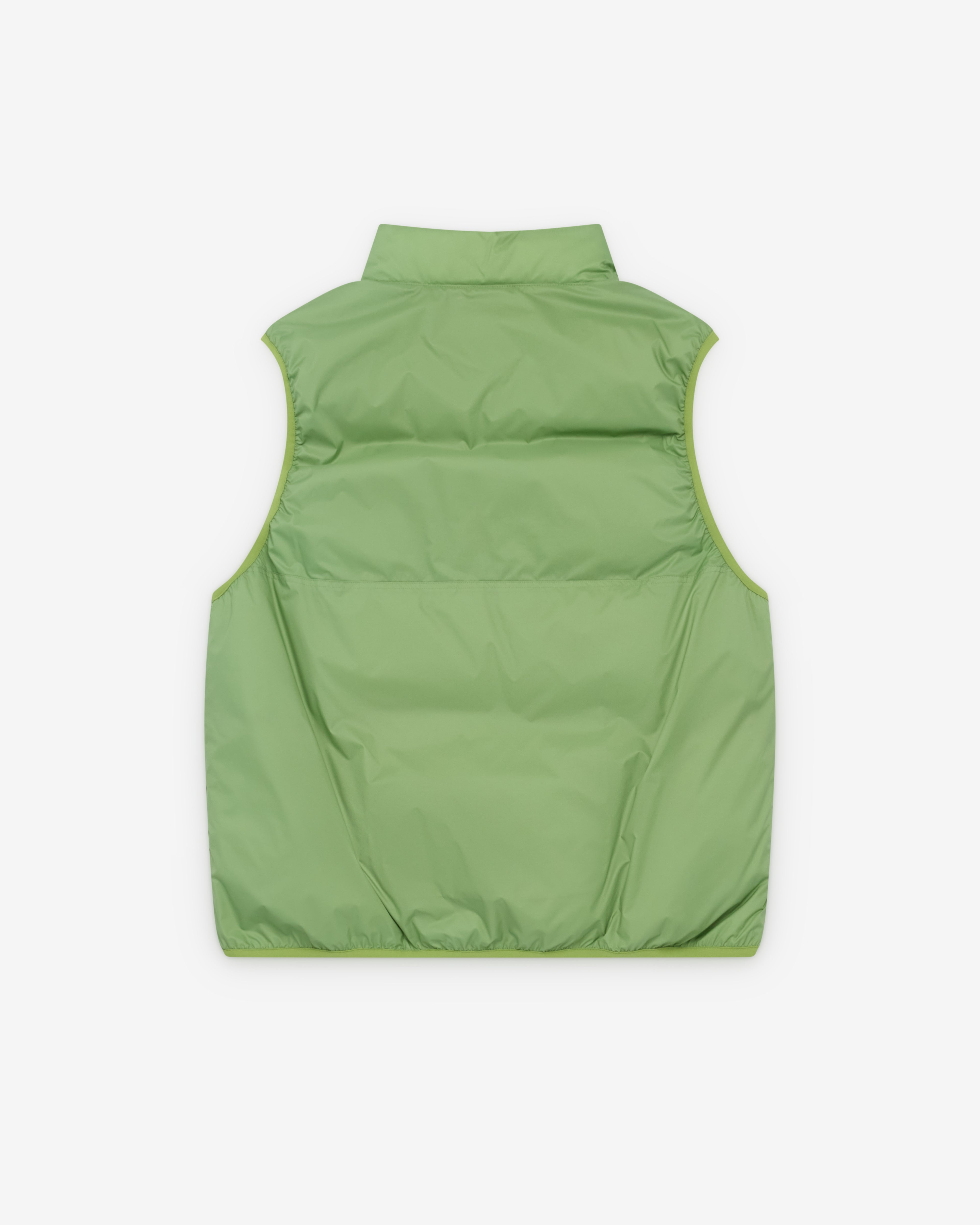 Auralee: Men's Light Nylon Ripstop Down Vest (Light Green) | Dover