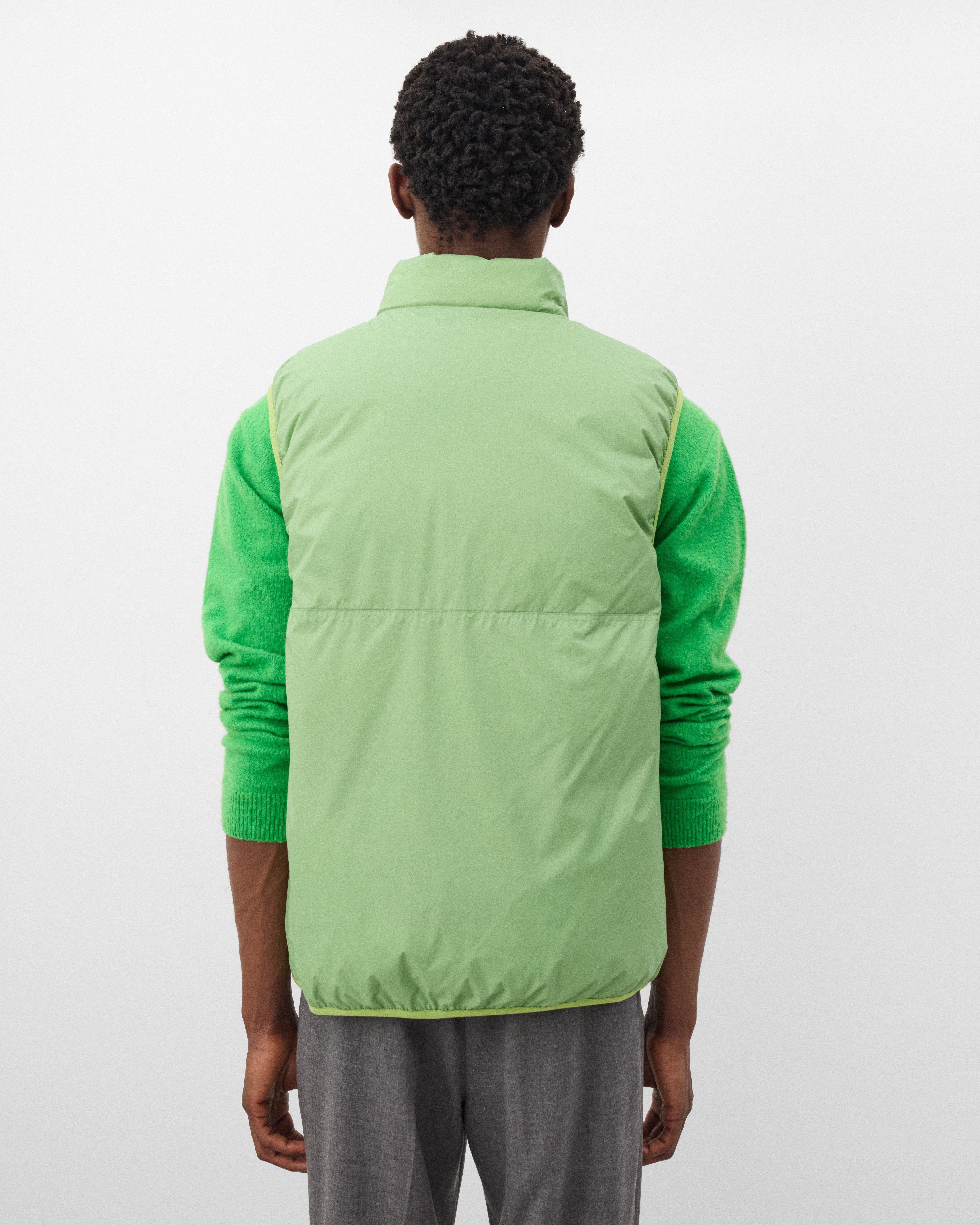Auralee: Men's Light Nylon Ripstop Down Vest (Light Green) | Dover