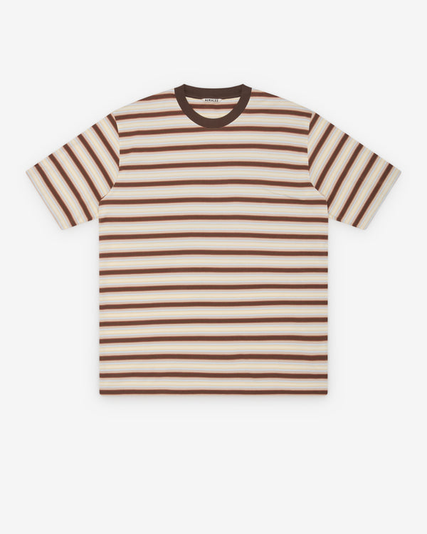 Auralee - Men's Gradient Stripe Jersey Tee - (Fade Brown Stripe)