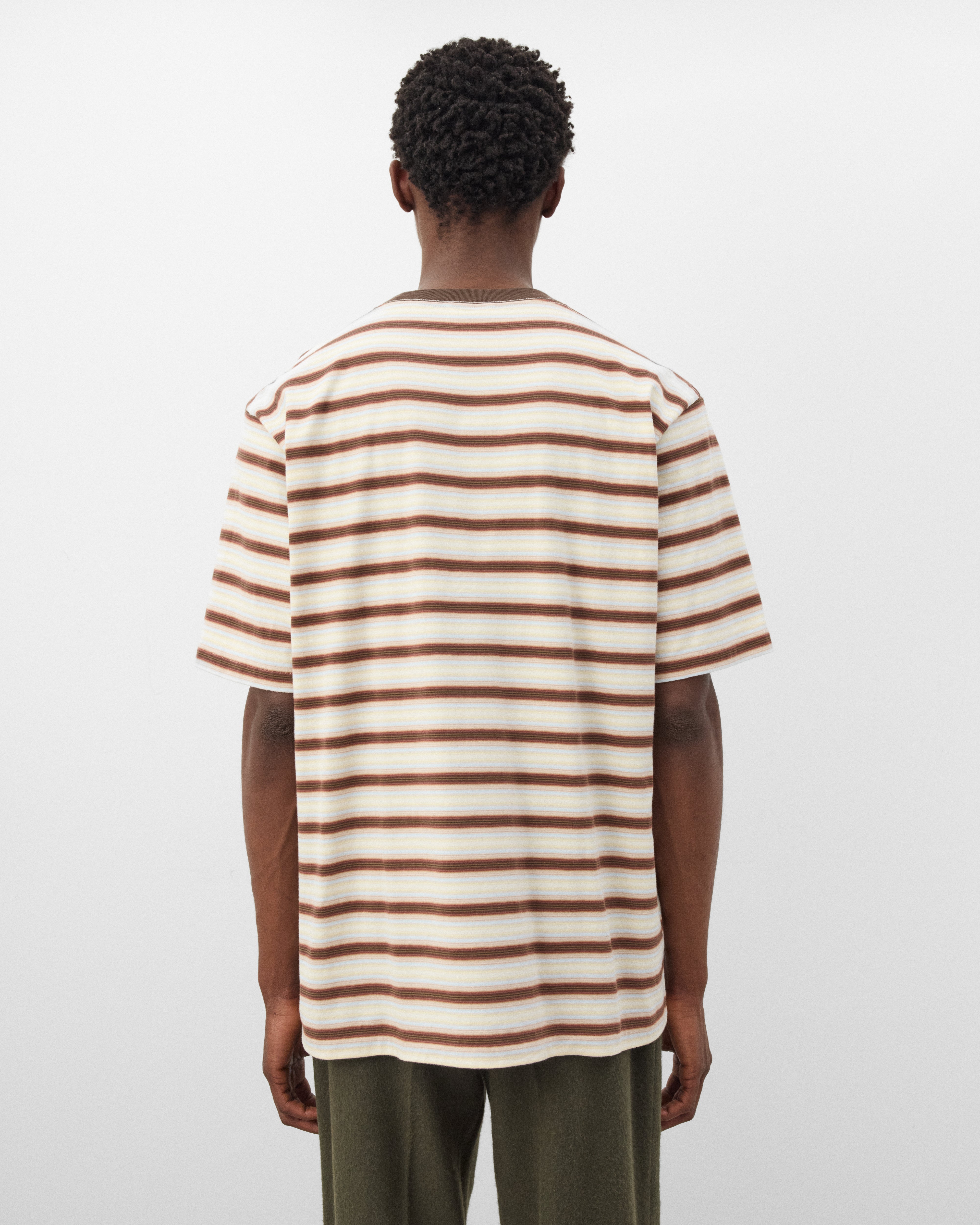 Auralee: Men's Gradient Stripe Jersey Tee (Fade Brown Stripe