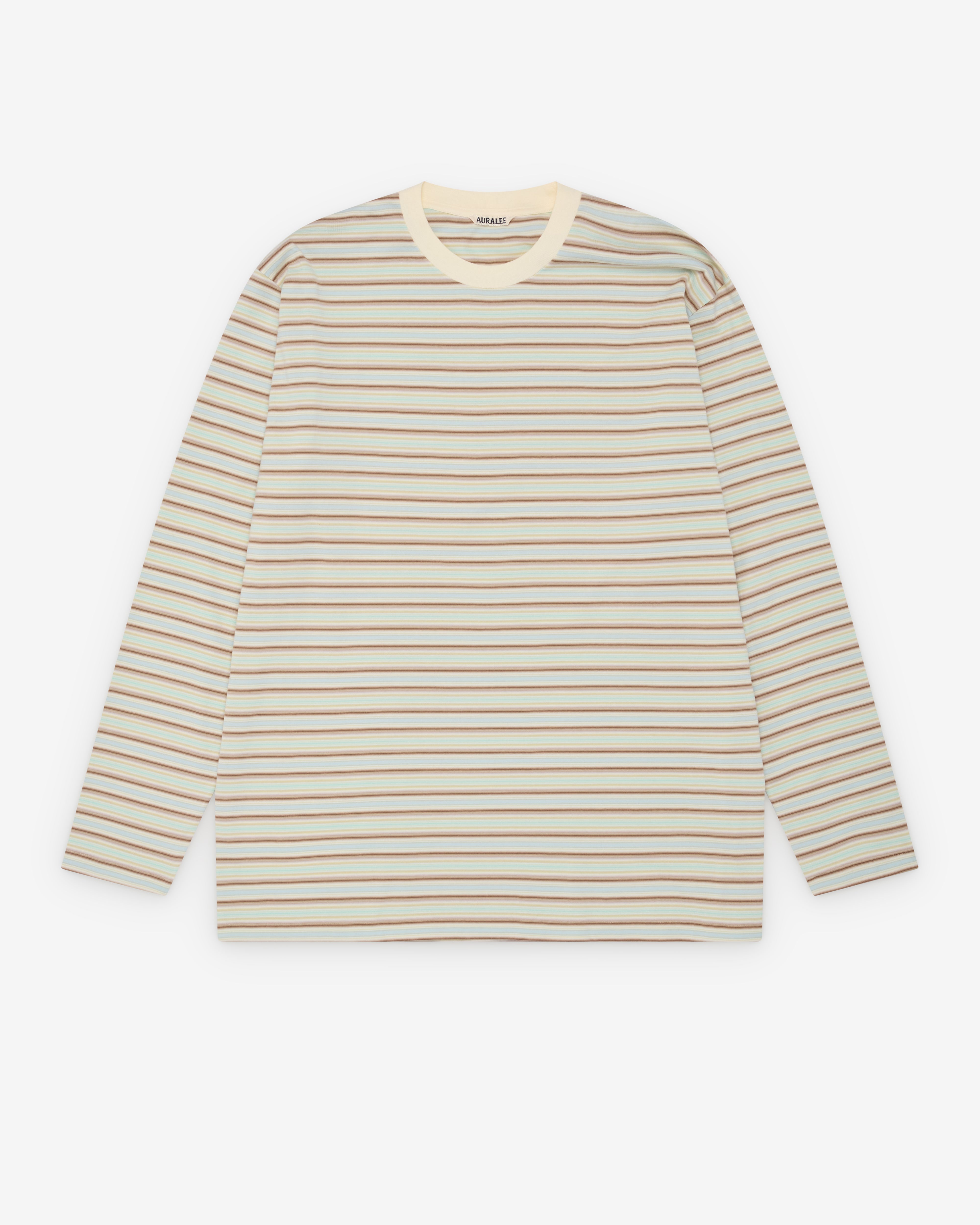 Auralee: Men's Gradient Stripe Jersey L/S Tee (Fade Mint Stripe