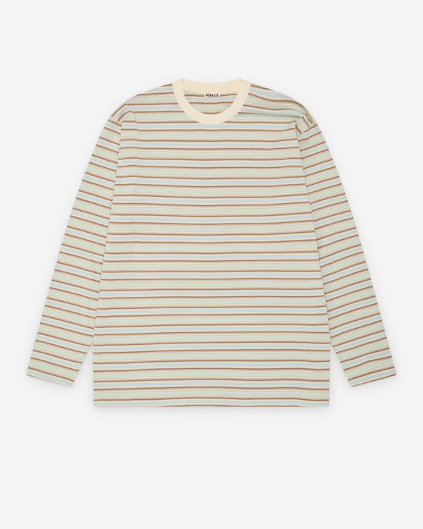 Auralee - Men's Gradient Stripe Jersey L/S Tee - (Fade Mint Stripe)