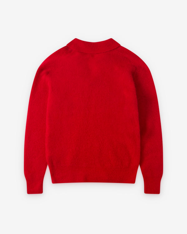 Auralee - Men's Sheer Knit Skipper Polo - (Red)