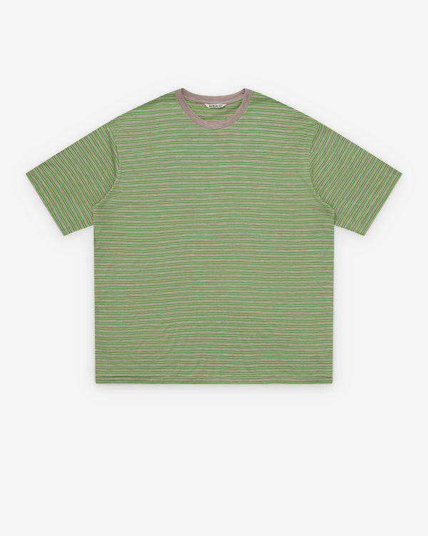 Auralee - Men's Striped T-Shirt - (Green Stripe)