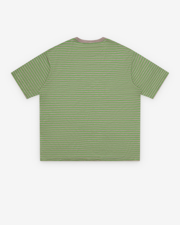 Auralee - Men's Striped T-Shirt - (Green Stripe)