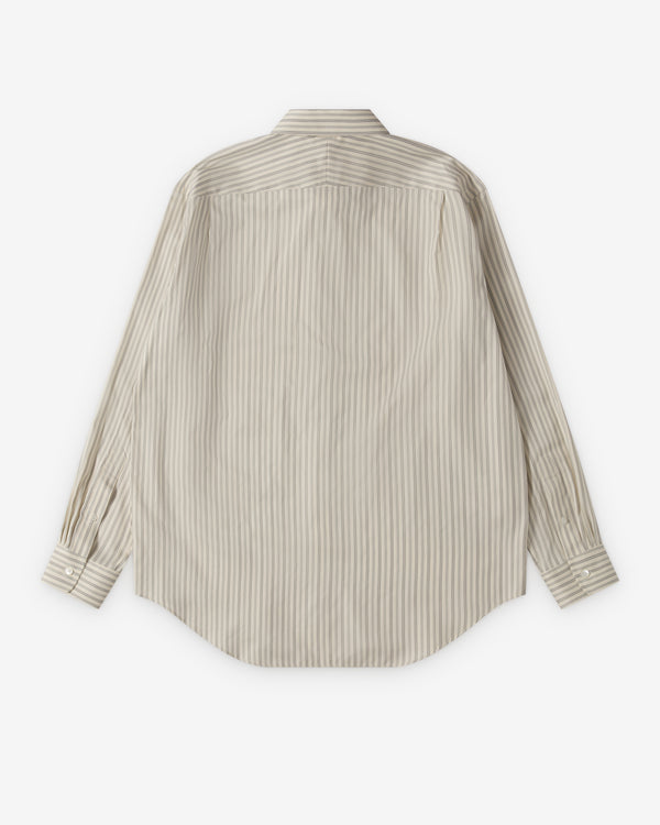 Auralee - Men's Cotton Silk Stripe Shirt - (Light Grey Stripe)
