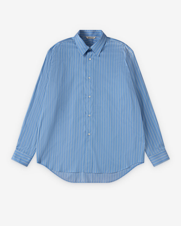 Auralee - Men's Cotton Silk Stripe Shirt - (Sax Blue)