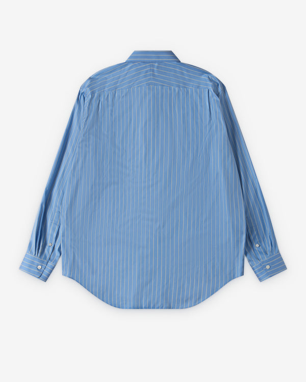 Auralee - Men's Cotton Silk Stripe Shirt - (Sax Blue)