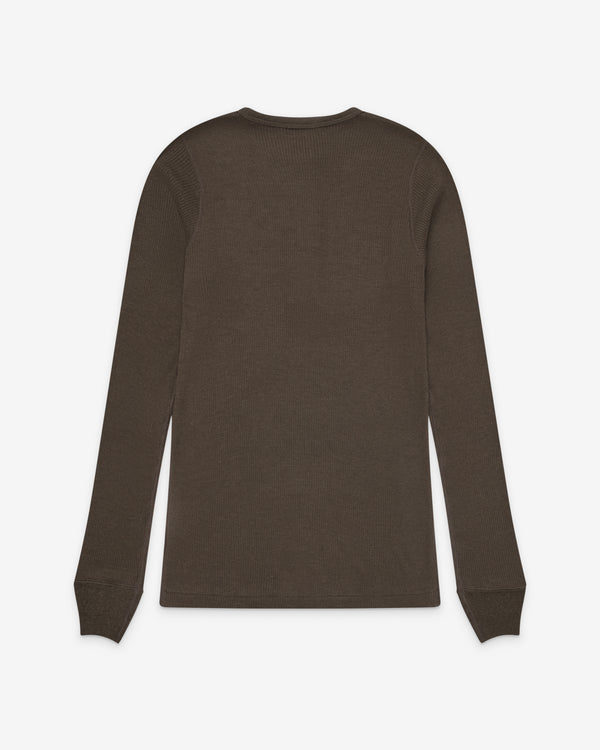 Auralee - Men's Soft Rib Henley - (Dark Brown)