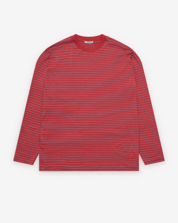 Auralee - Men's Soft Striped T-Shirt - (Red Stripe)