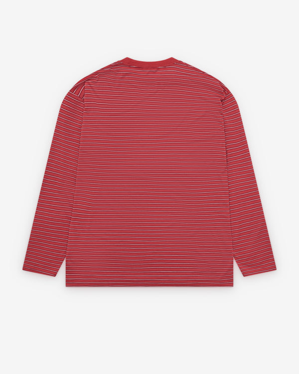 Auralee - Men's Soft Striped T-Shirt - (Red Stripe)