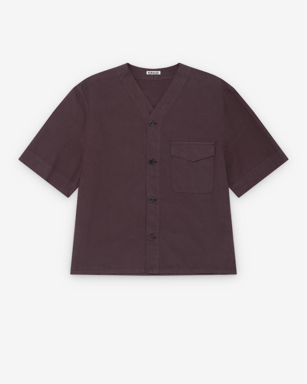 Auralee - Men's Garment-Dyed Short Sleeve Button Shirt - (Dark Brown)