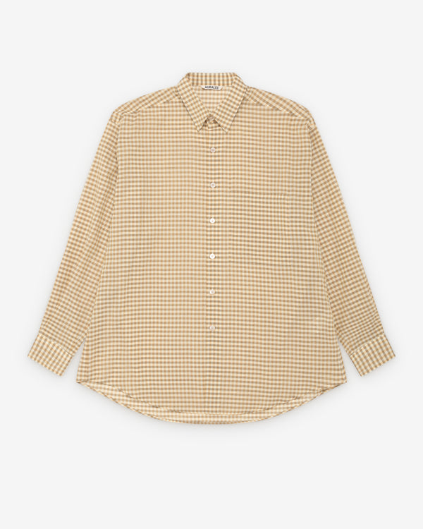 Auralee - Men's Checked Big Shirt - (Mustard)