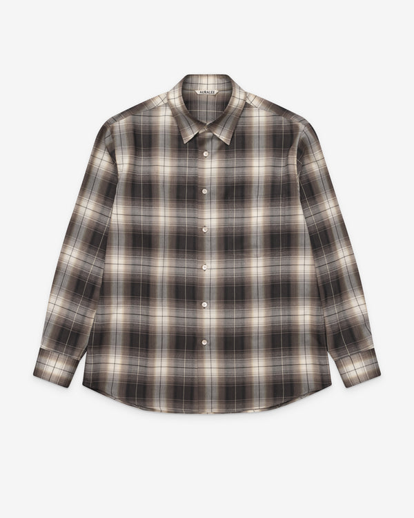 Auralee - Men's Super Light Check Shirt - (Brown Check)