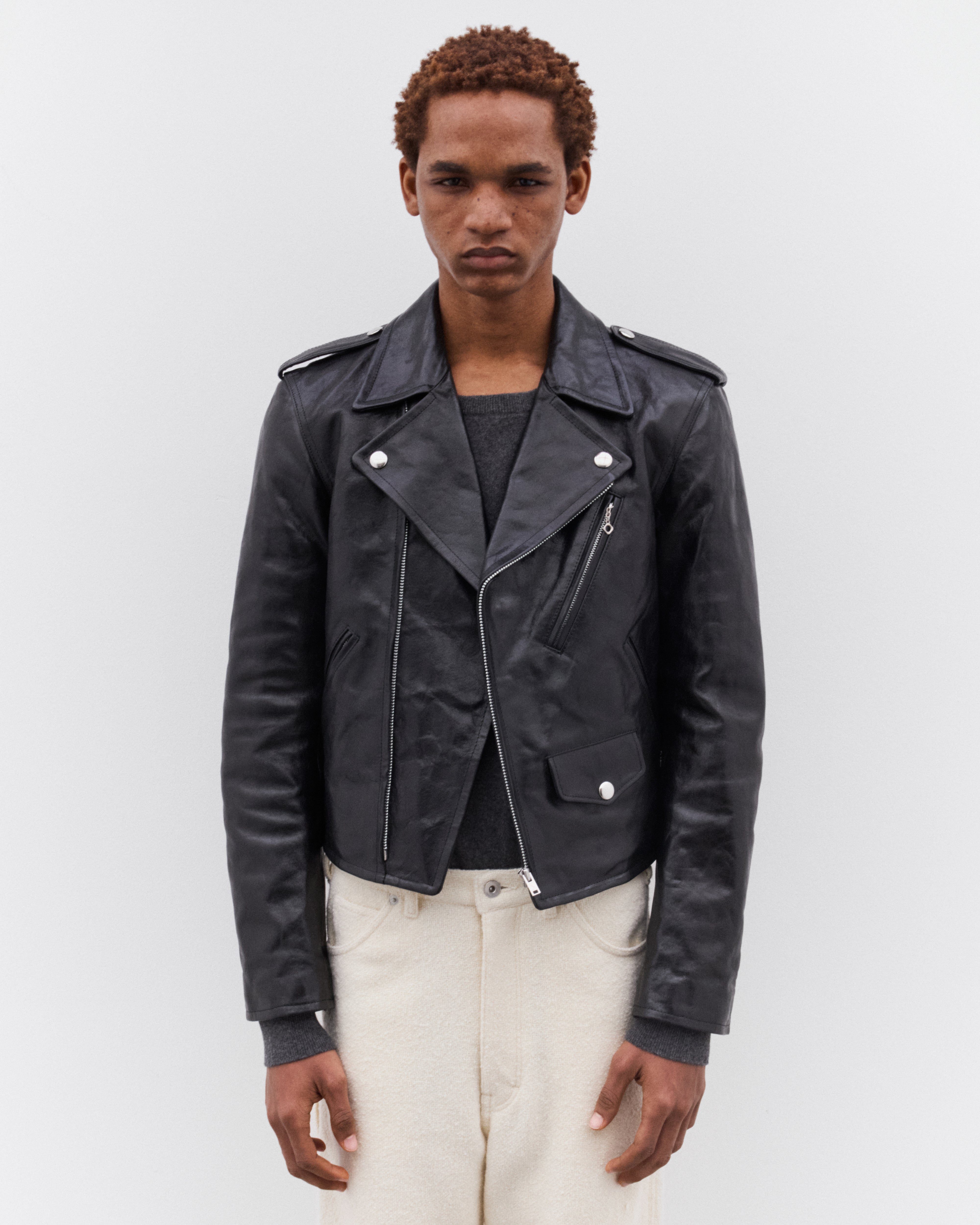 ジャケット・アウター AURALEE LAMB LEATHER RIDERS JACKET 25AW Auralee: Men's Lamb Leather Riders Jacket (Black) | DSML E-SHOP