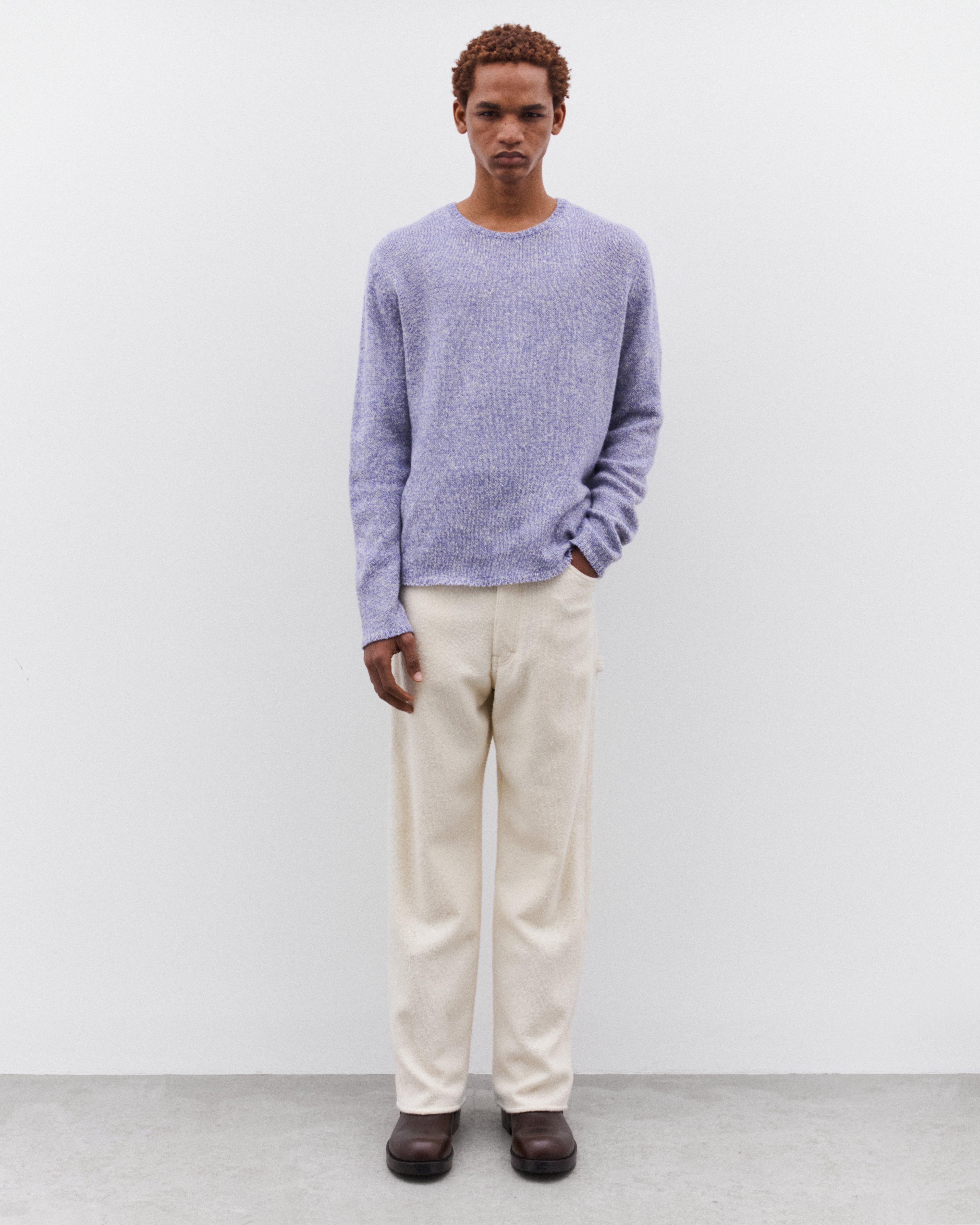 Auralee: Men's Airy Silk Wool Knit Pull Over (Light Purple