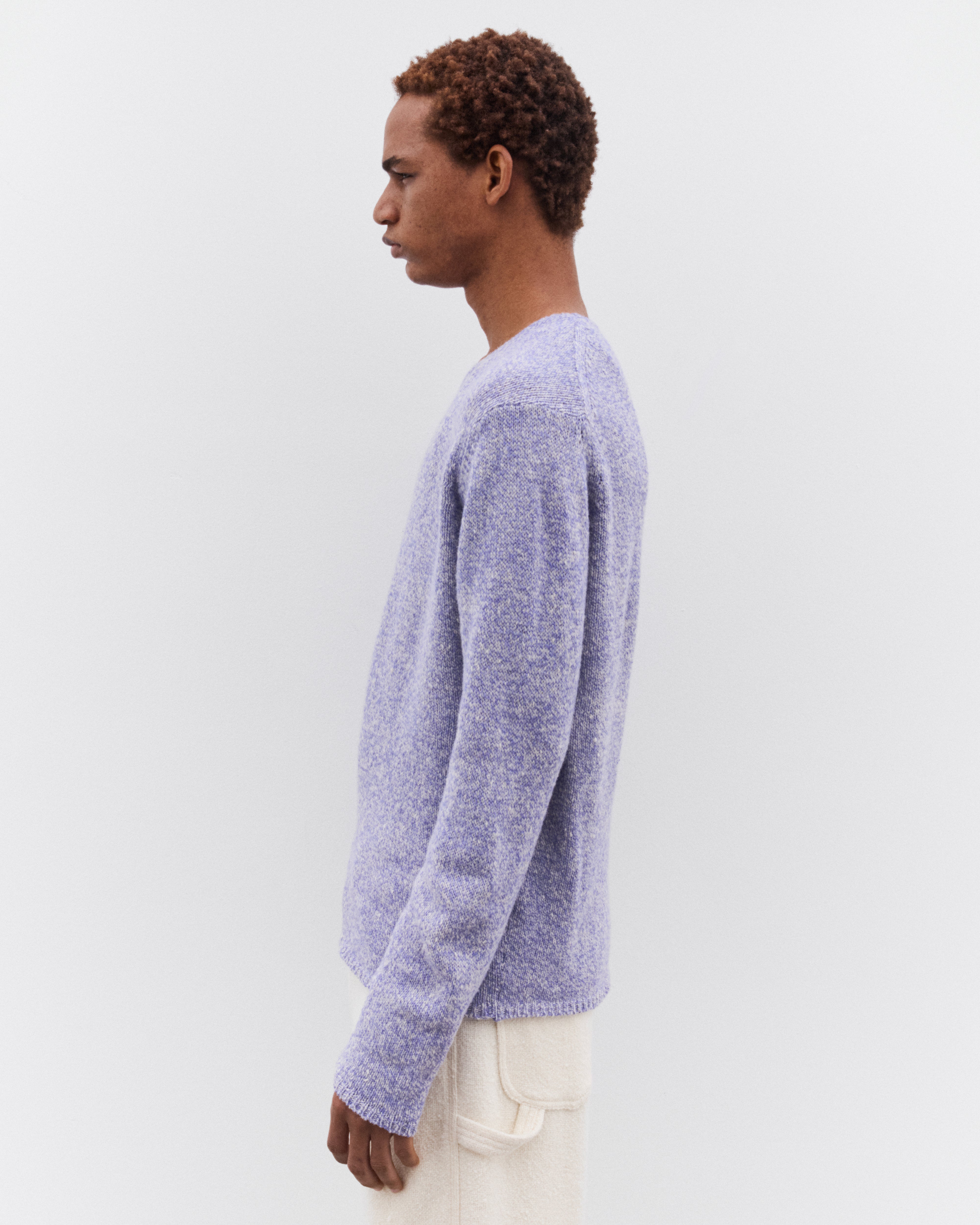 Auralee: Men's Airy Silk Wool Knit Pull Over (Light Purple