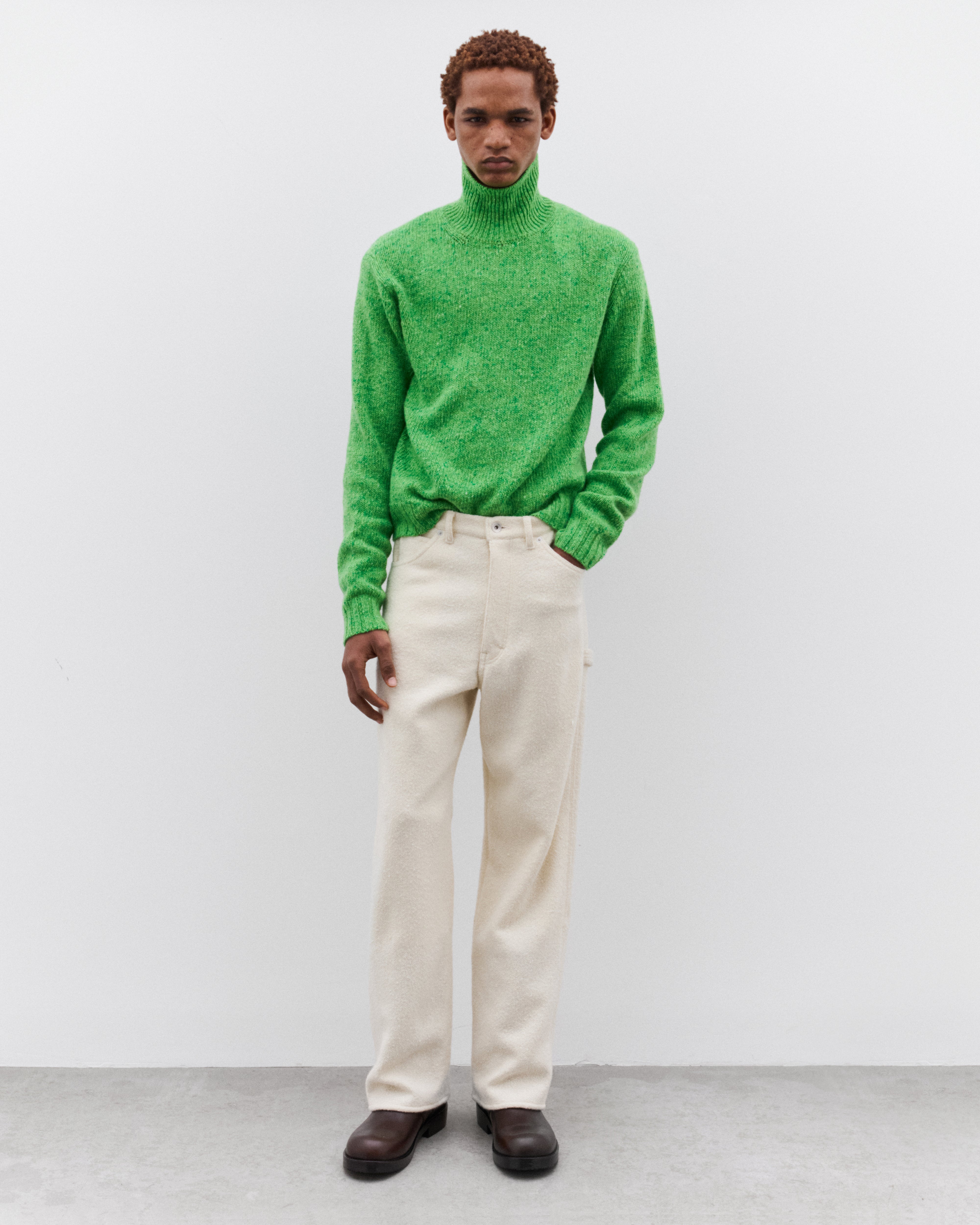 Auralee: Men's Homespun Tweed Painter Pants (Ivory White) | DSML E