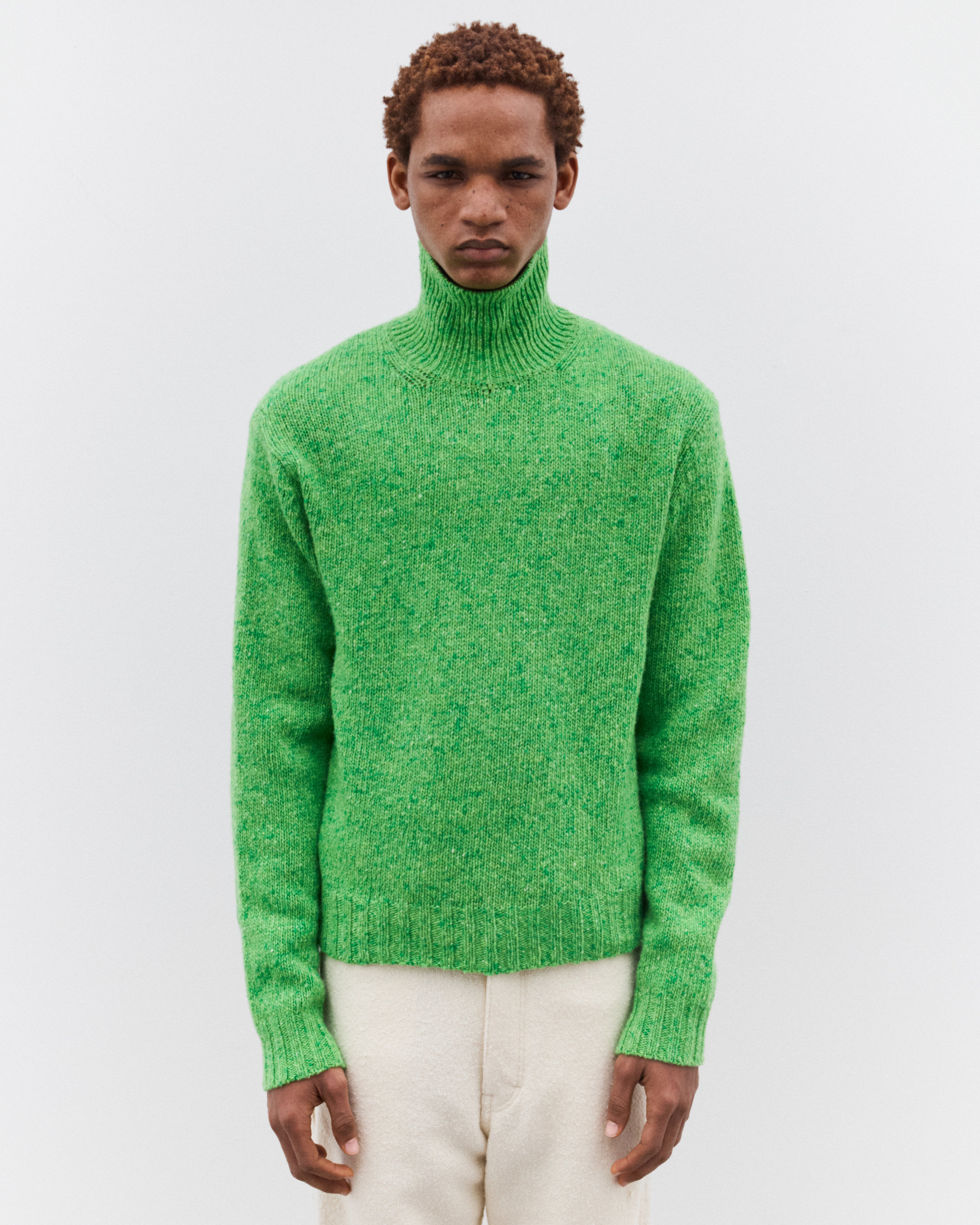 AURALEE ニット Auralee: Men's Cashmere Mélange Knit Turtle Neck (Green