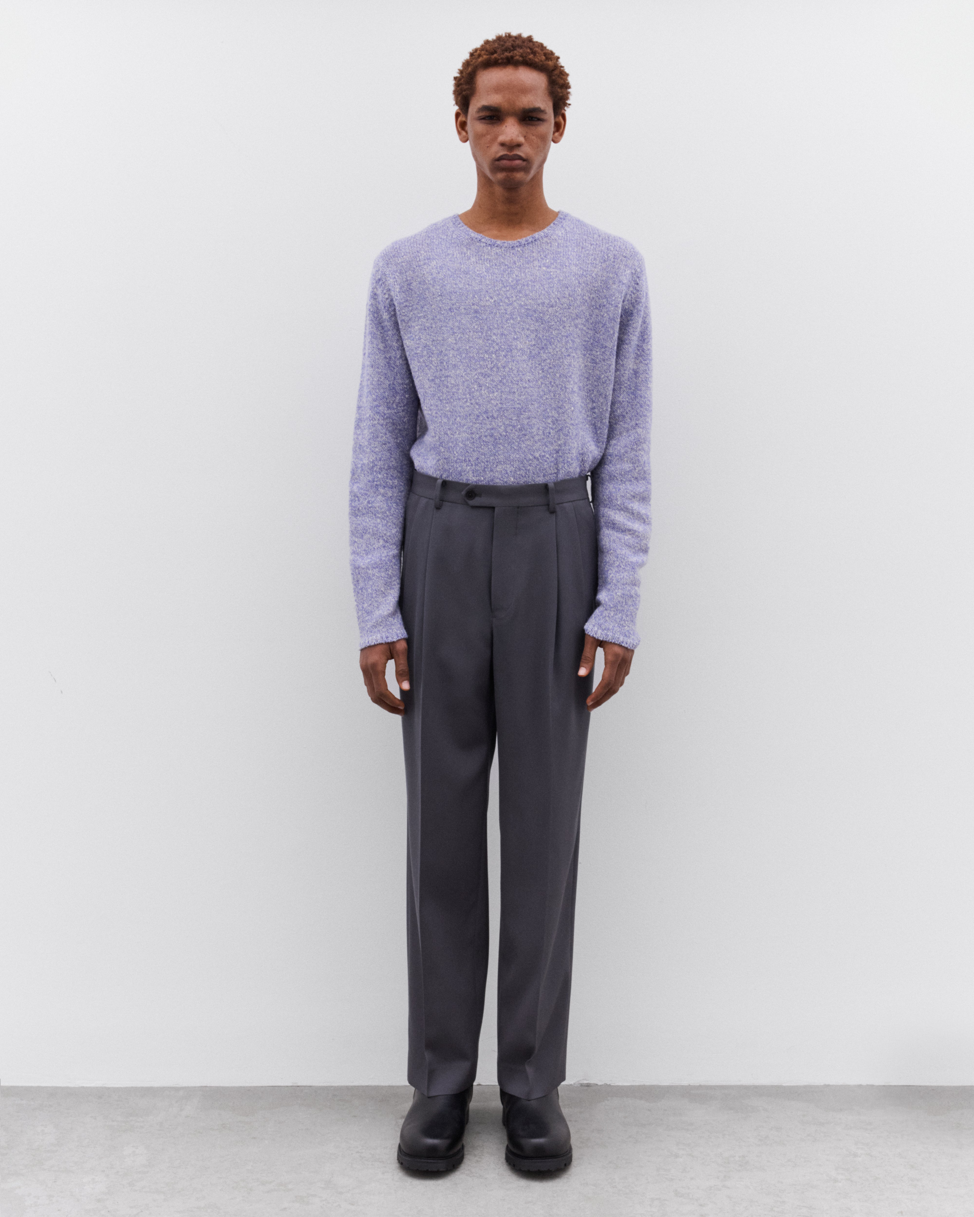 Auralee: Men's Light Wool Two Tuck Slacks (Dark Grey) | DSML