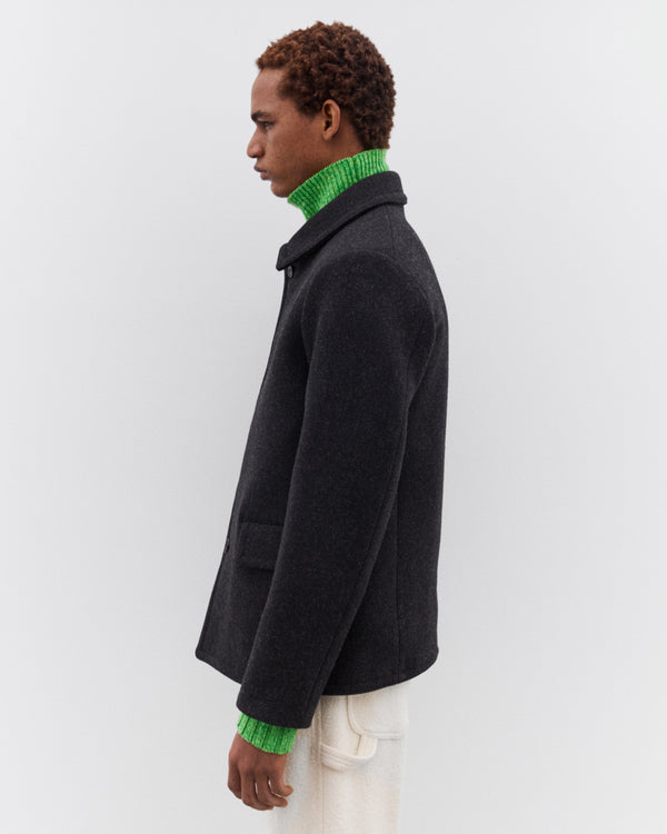 Auralee - Men’s Shetland Wool Double Cloth Blouson - (Dark Charcoal)