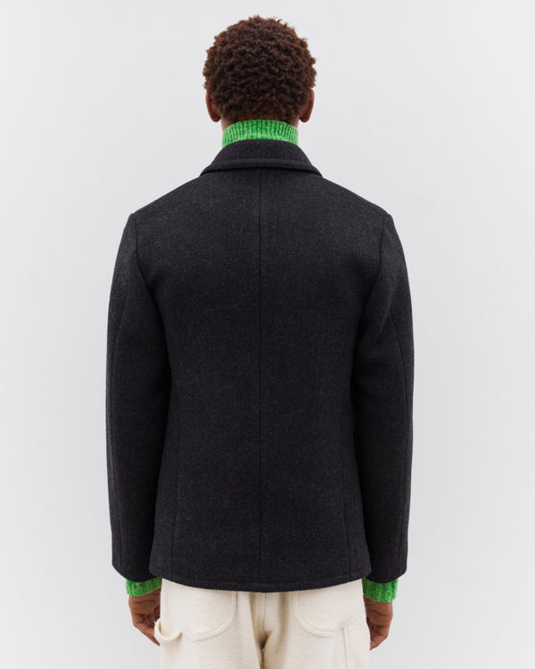 Auralee - Men’s Shetland Wool Double Cloth Blouson - (Dark Charcoal)