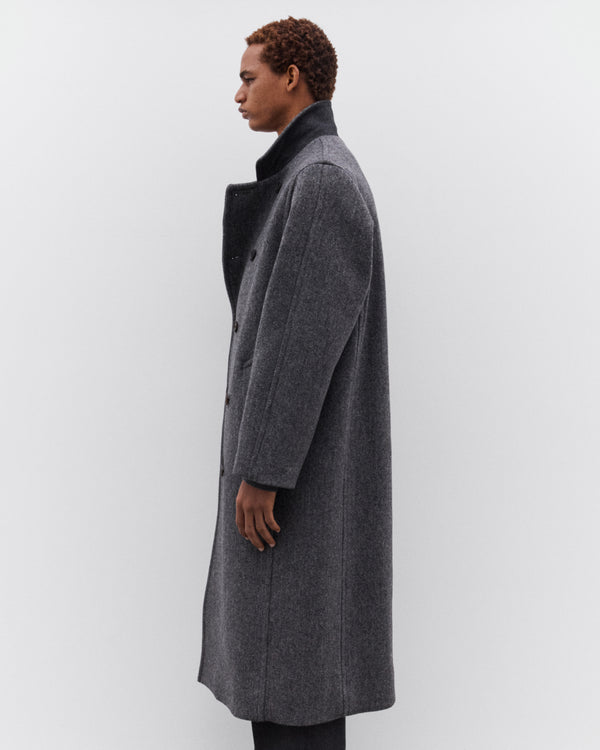 Auralee - Men’s Shetland Wool Double Cloth Coat - (Grey Herringbone)