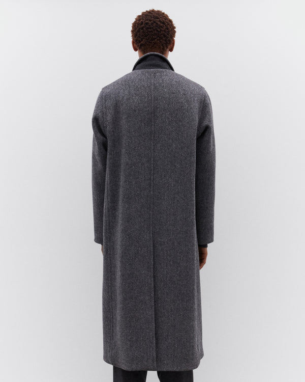 Auralee - Men’s Shetland Wool Double Cloth Coat - (Grey Herringbone)