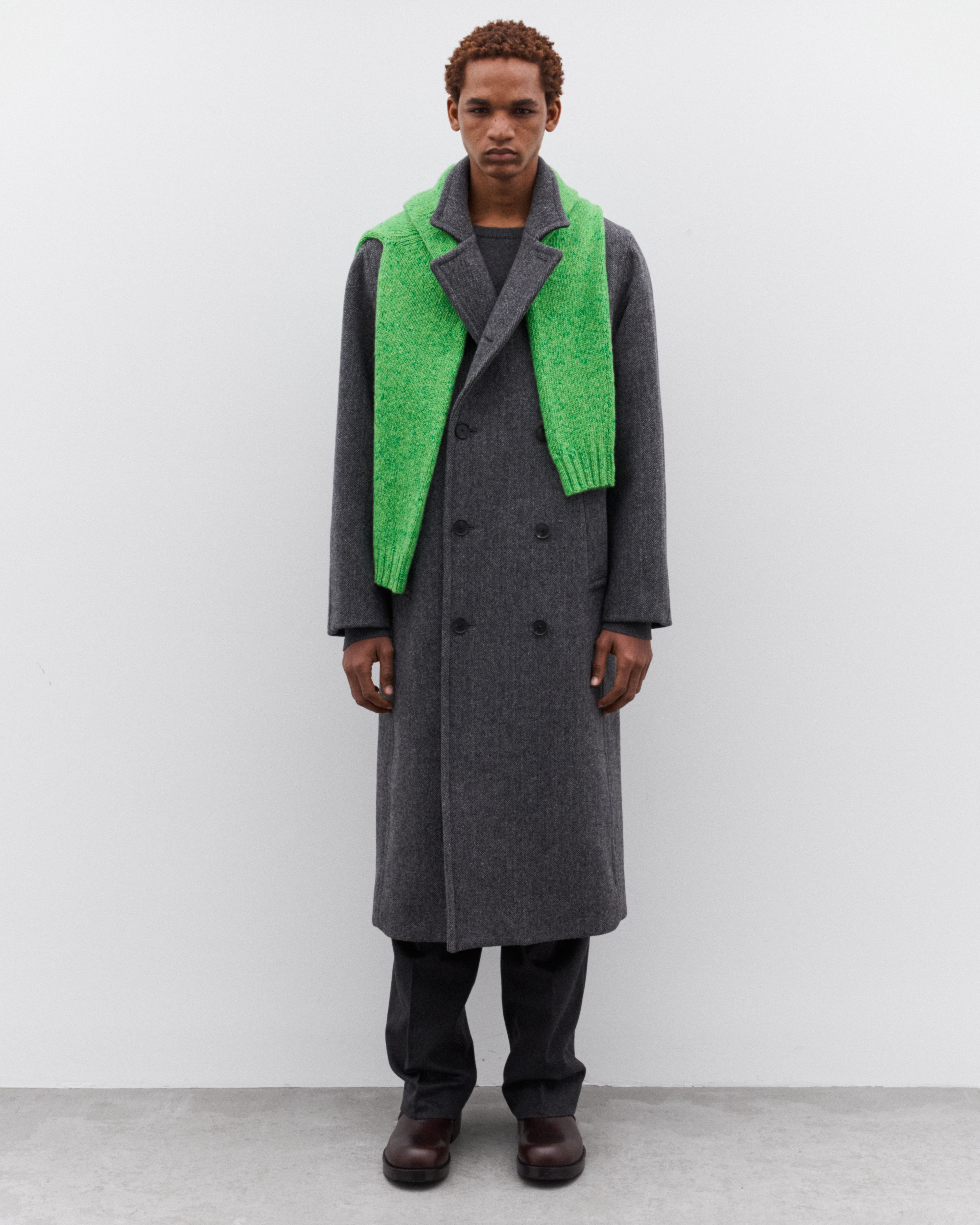 Auralee: Men's Shetland Wool Double Cloth Coat (Grey