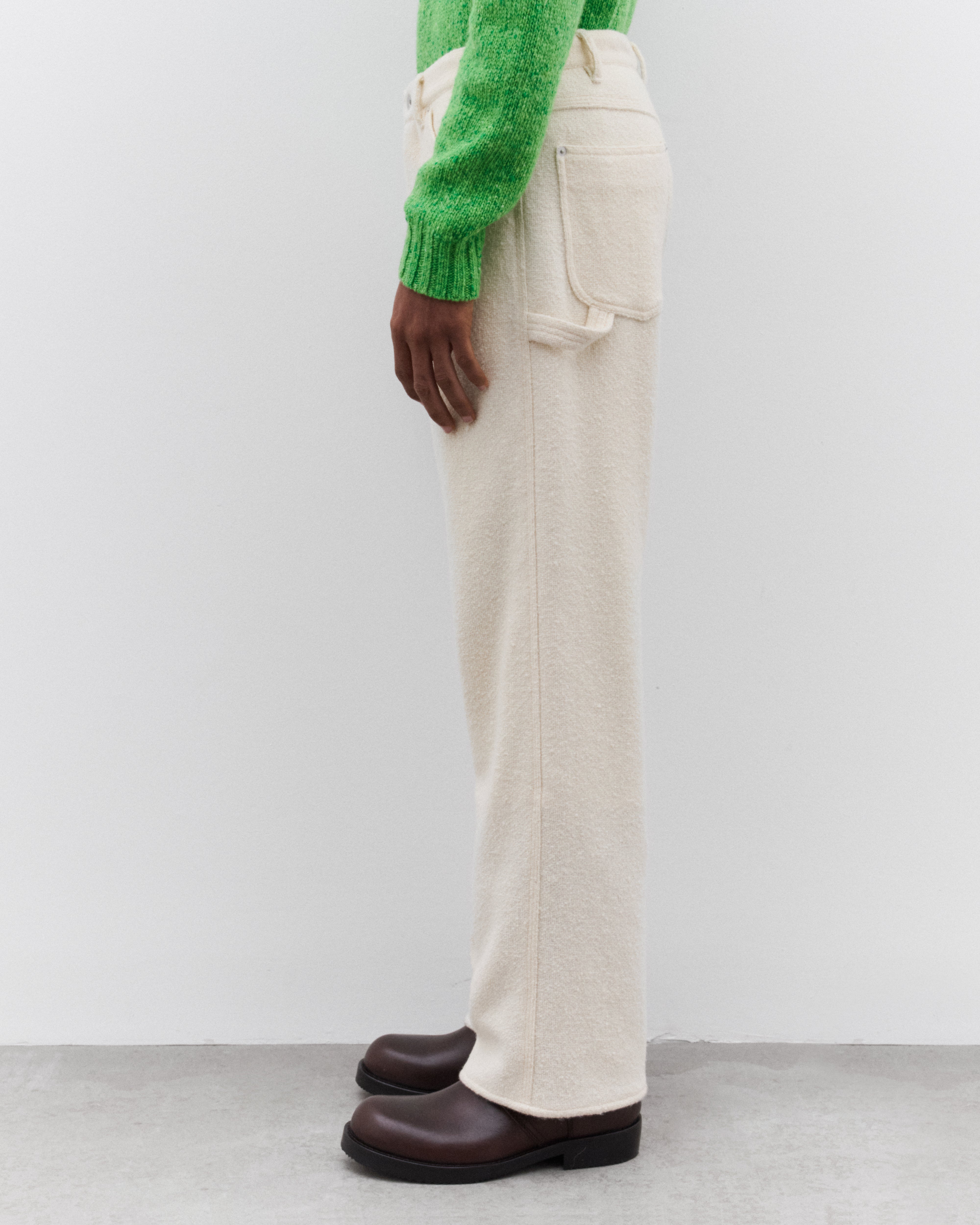 Auralee: Men's Homespun Tweed Painter Pants (Ivory White) | DSML E