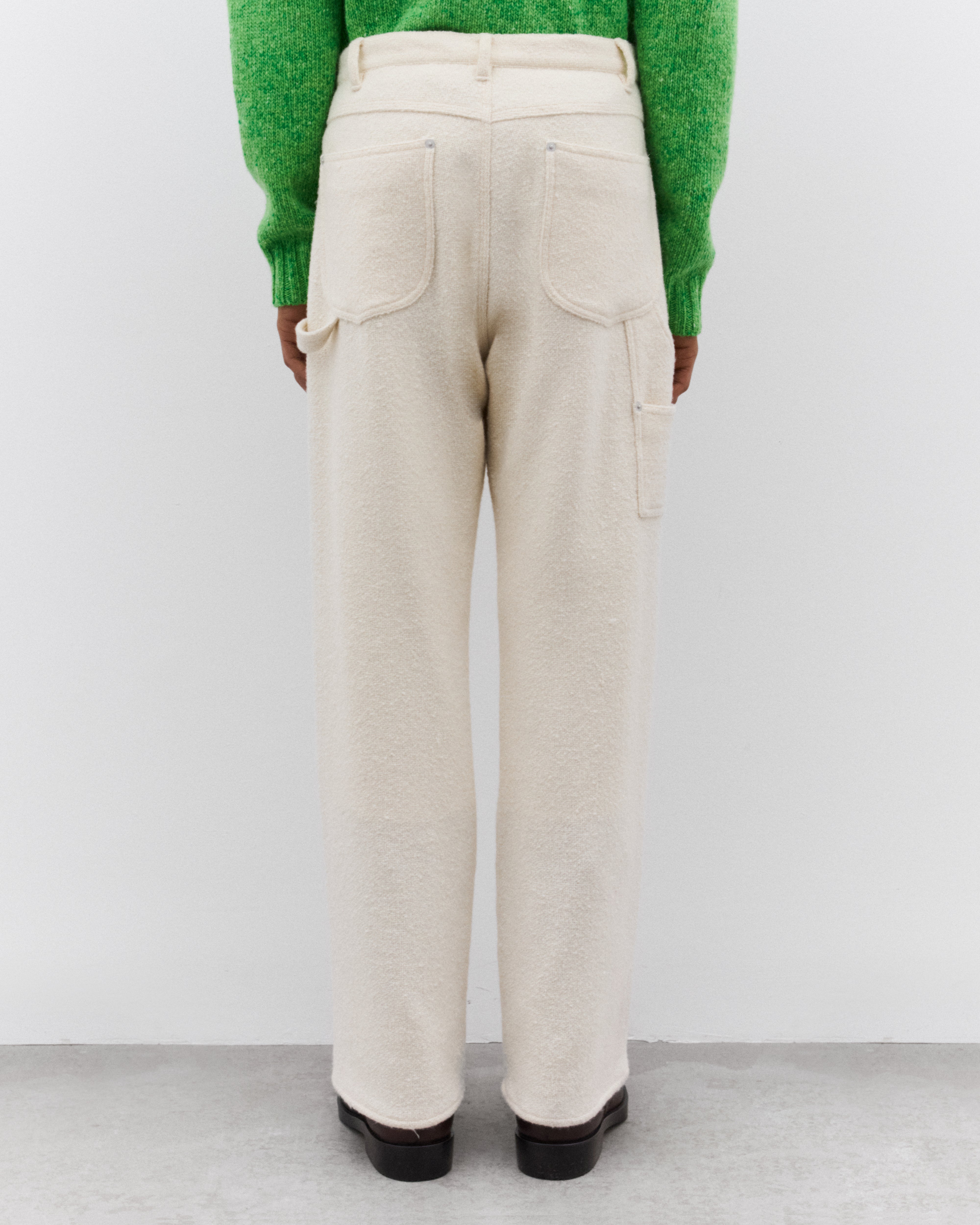 Auralee: Men's Homespun Tweed Painter Pants (Ivory White) | DSML E