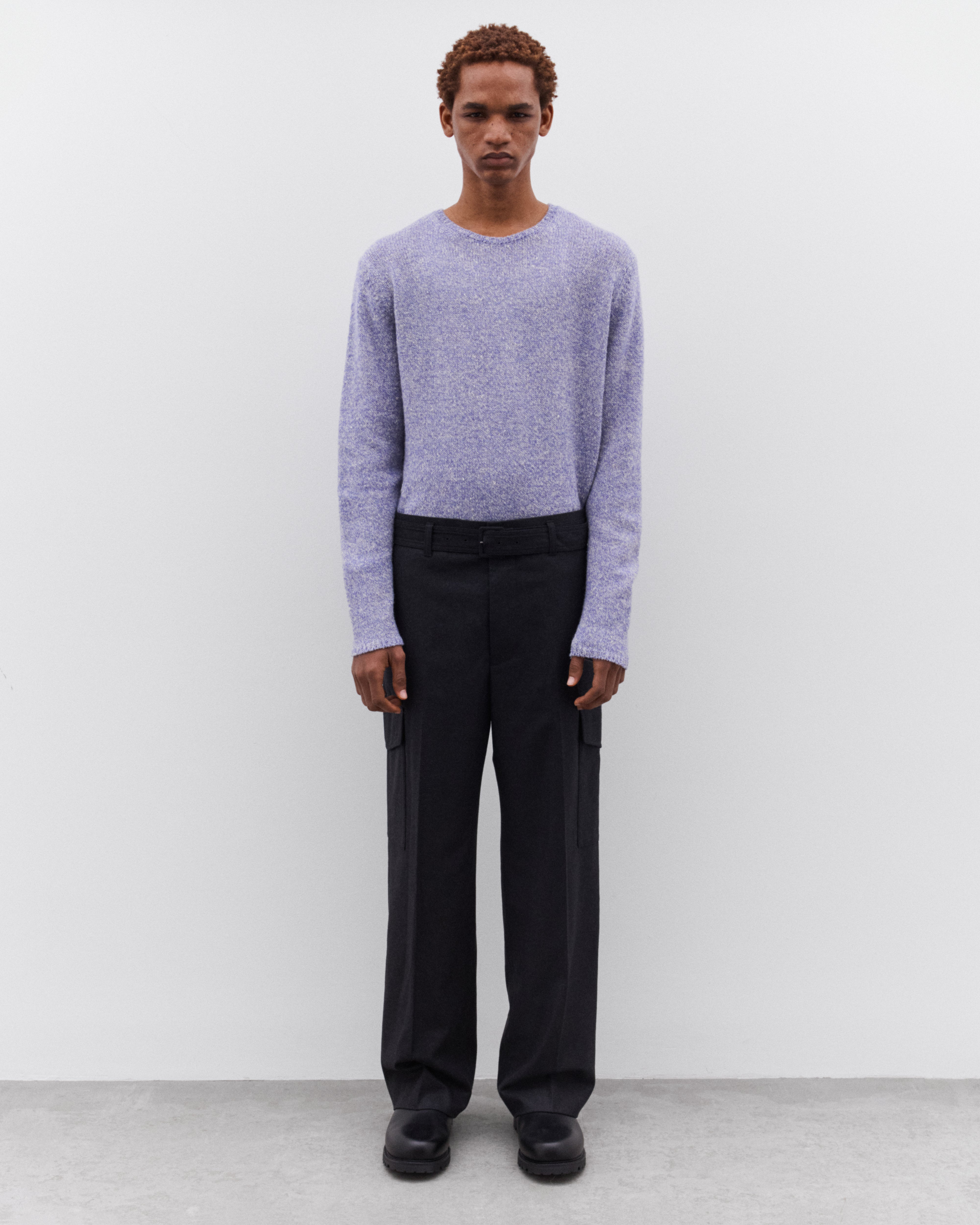 Auralee: Men's Wool Fulling Flannel Cargo Slacks (Top Charcoal