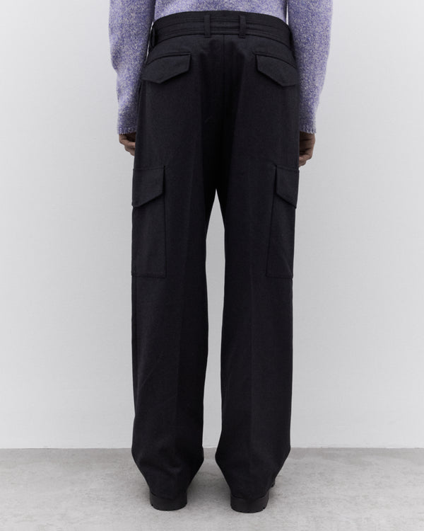 Auralee - Men’s Wool Fulling Flannel Cargo Slacks - (Top Charcoal)