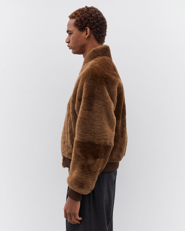 Auralee - Men’s Straight Merino Mouton Zip Blouson - (Brown)