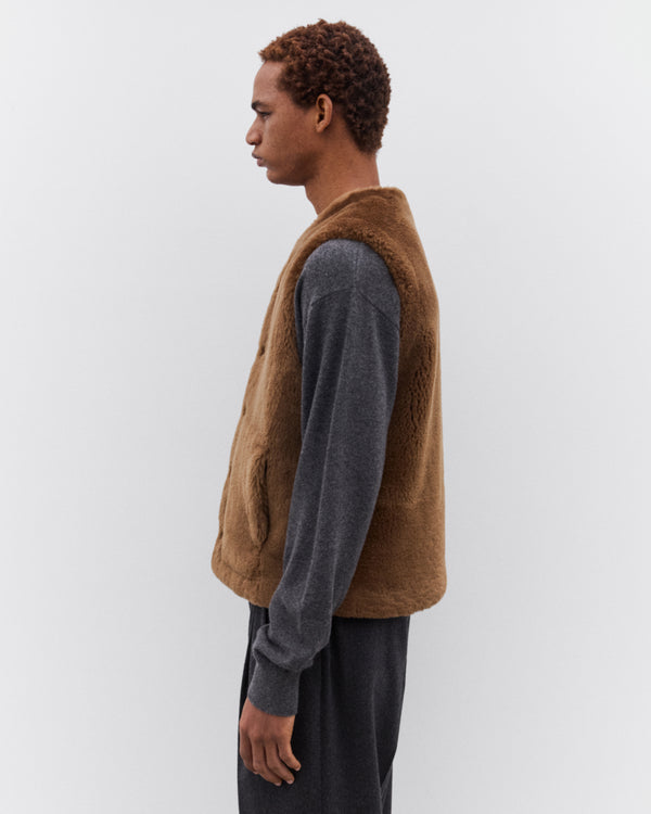 Auralee - Men’s Straight Merino Mouton Vest - (Brown)