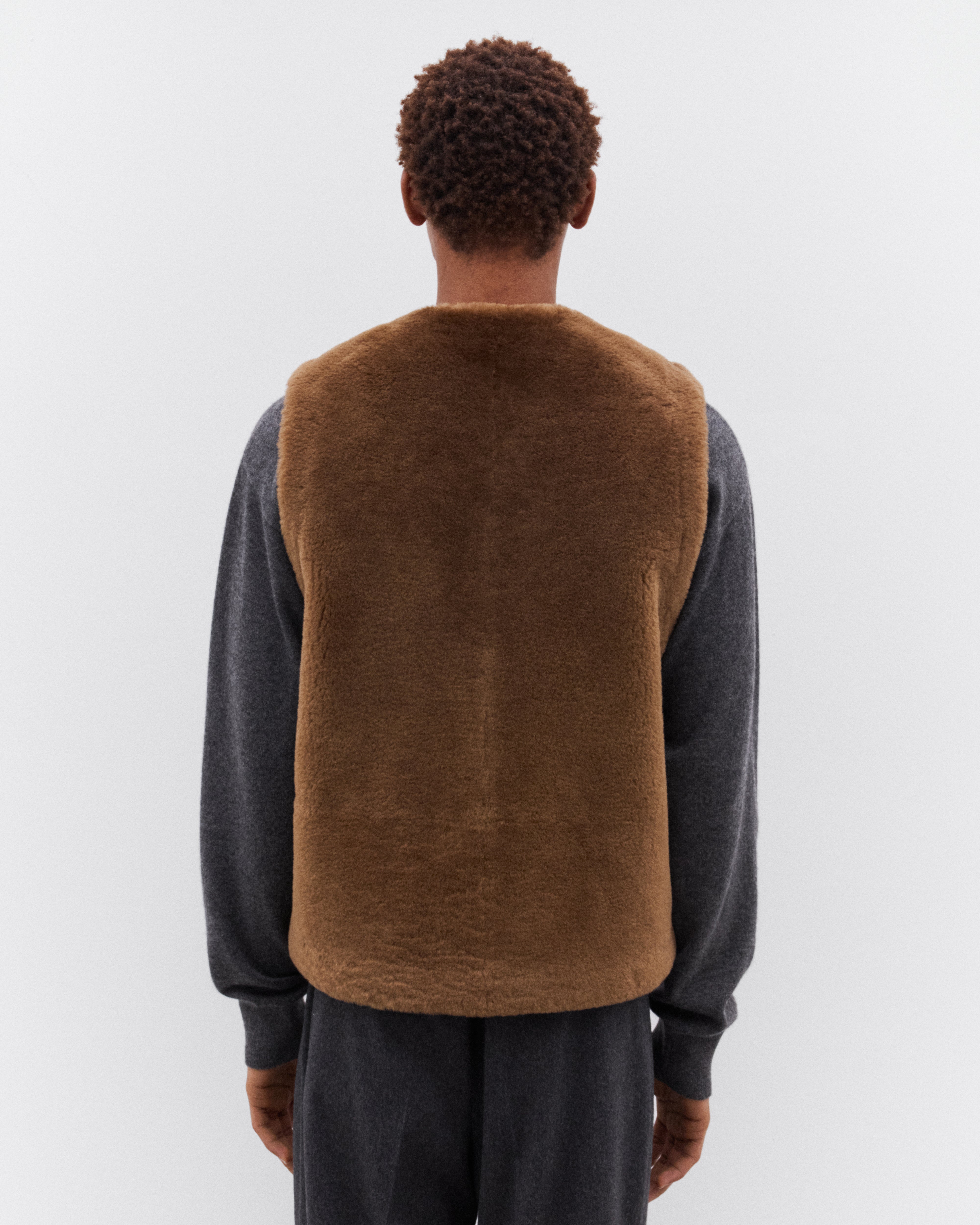 Auralee: Men's Straight Merino Mouton Vest (Brown) | Dover Street
