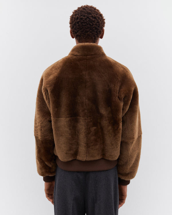 Auralee - Men’s Straight Merino Mouton Zip Blouson - (Brown)