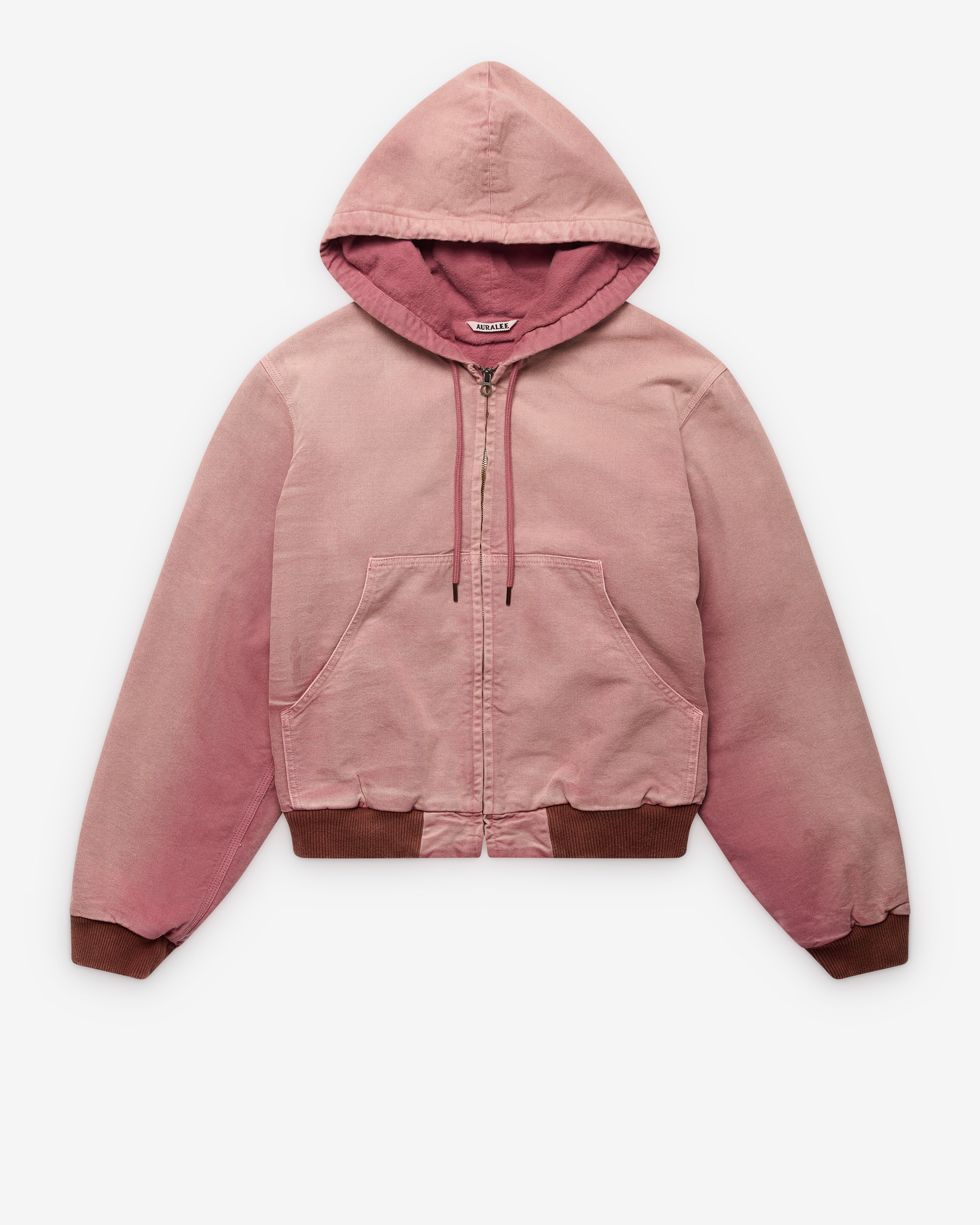 AURALEE ピンク 3 パーカー Auralee - Garment-Dyed Cotton-Canvas Zip-Up Hooded Jacket - Pink