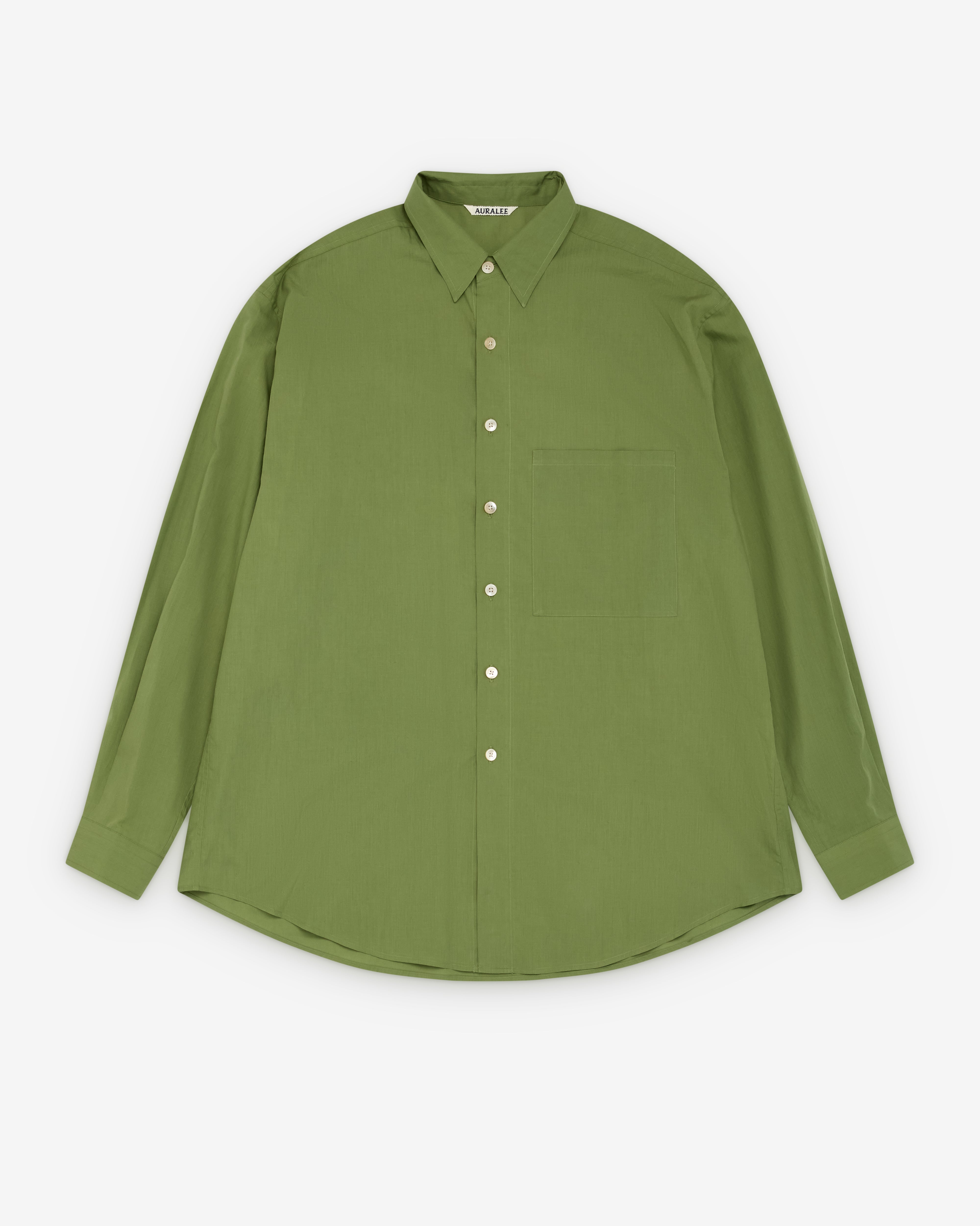 Auralee: Men's Super Fine Lawn Shirt (Dusty Green) | Dover Street