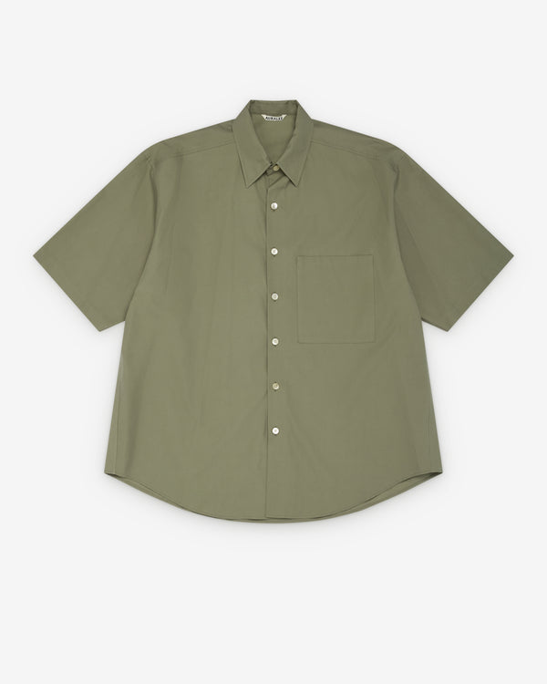 Auralee - Men's Washed Twill Half Sleeve Shirt - (Olive)