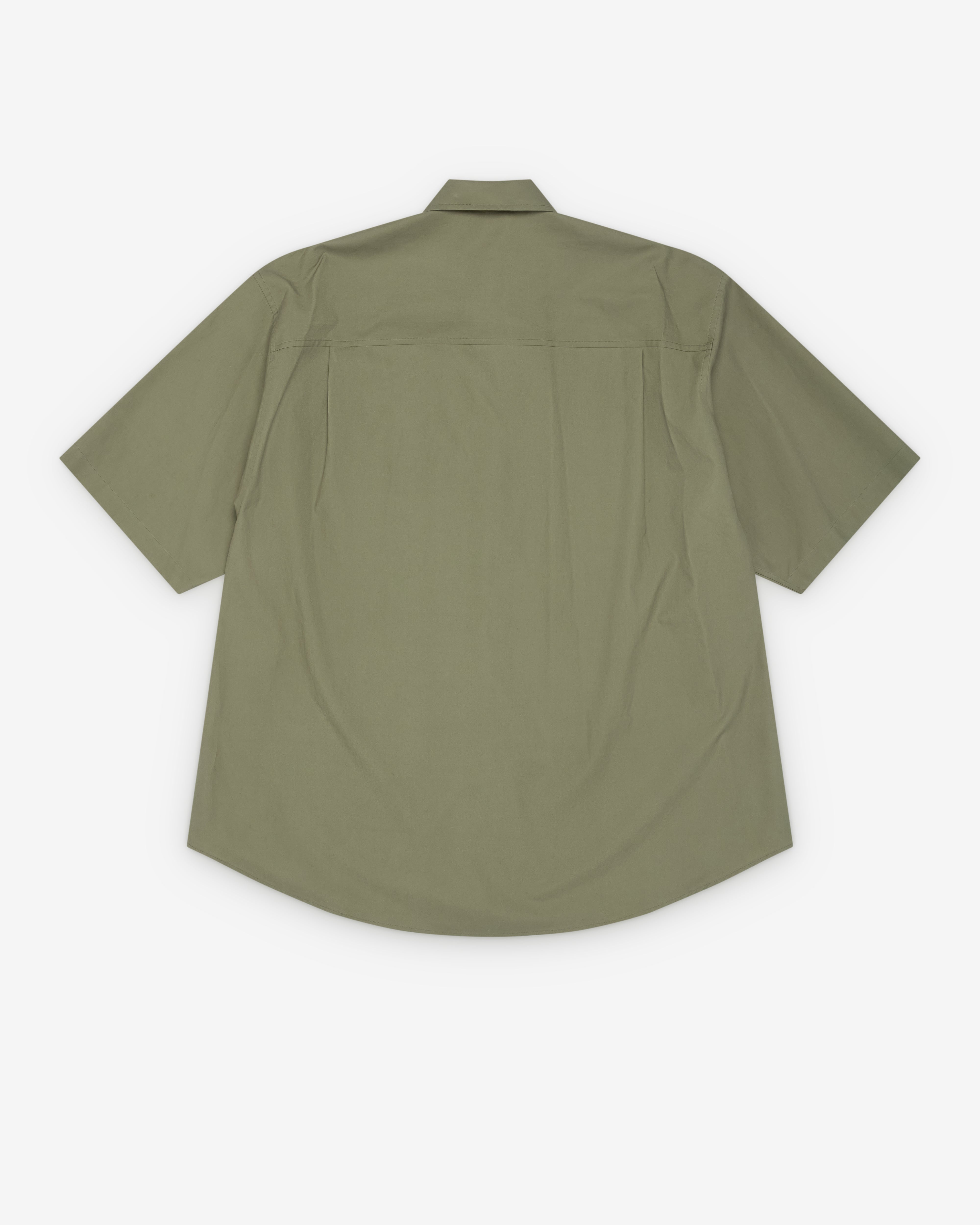 Auralee: Men's Washed Twill Half Sleeve Shirt (Olive) | Dover